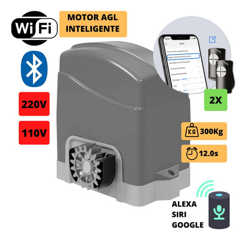 Motor Portão Eletrônico Deslizante Bluetoth Wifi App Celular Cor Cinza/Preto Frequência 50 Hz/60 Hz 110V