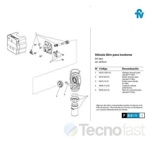 Combo Tapa Fv Slim Extra Chata 0378.02 + Válvula 0378.01
