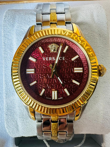Reloj Pulsera Versace Tinto De Dama Acero Inoxidable Plata Dorado Tinto (Usado)