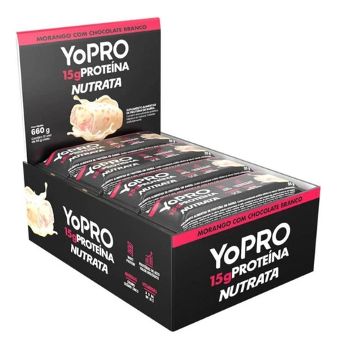 Display Yopro Morango Com Chocolate Branco C/12 - Nutrata