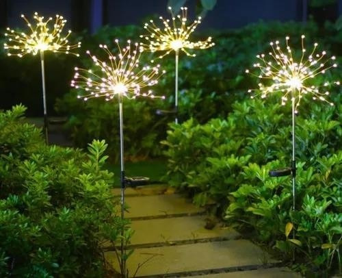 Cadena De Fuegos Artificiales Con Energía Solar 150led Decor