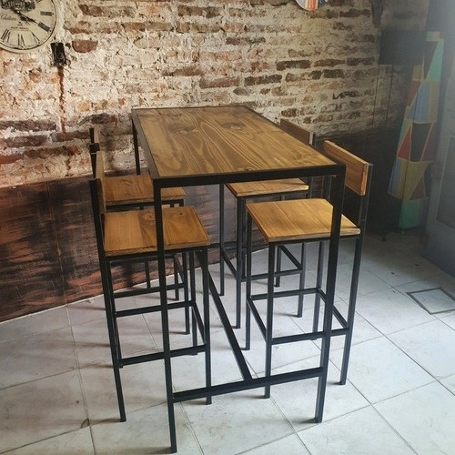 Imagen 4 de 4 de Mesa Barra Bar 120x60x105 + 4 Taburetes C/respaldo