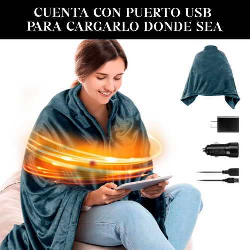 Manta Eléctrica Chalina Usb Broksonic Con Zonas Térmicas Gris Liso