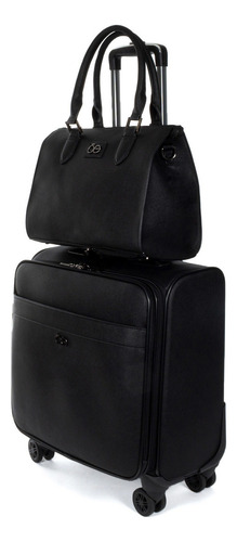 Set De Maletas De Viaje Para Mujer Cloe Con Porta Laptop Color Negro