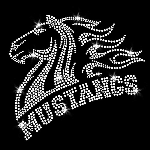 Mustangs Mascota Brillante Caballo Hierro Rhinestone Cristal