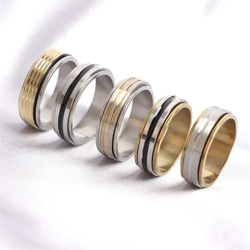 Anillo antiansiedad para hombre, anillos giratorios de acero