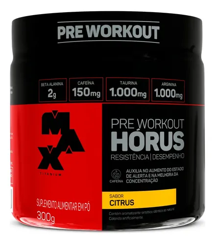 Pré Treino Hórus 300g Max Titanium Citrus Energia Sustentada