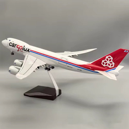 B747 Cargolux 50 Aniversario - Avion A Escala 1/85 (50cm) Blanco Con Rojo
