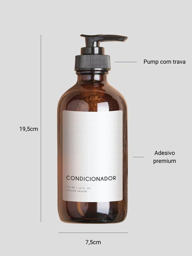 Frasco Âmbar Minimal Shampoo - 500ml Branco