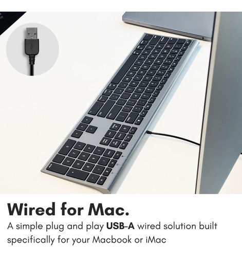 Teclado Usb Macally Ultra Delgado - Gris Espacial