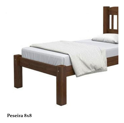 Imagem 4 de 5 de Cama Solteiro Madeira Maciça Itália- Castanho