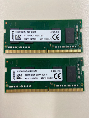 Memoria Ram Laptop Ddr4 4gb 1rx16 3200aa Kingston 2 Piezas (Usado)