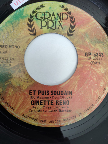 Vinilo Single De Ginette Reno Et Puis (159u