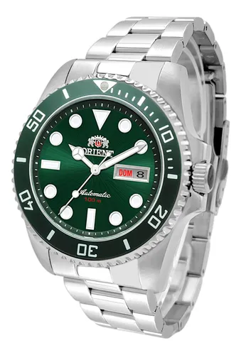 Relógio Orient Automático Masculino Aço Inoxidável Prata Visor Ve...