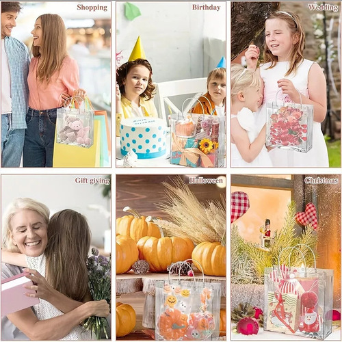Bolsa De Presente De Mão De Plástico Pvc Reutilizável, 20 Un
