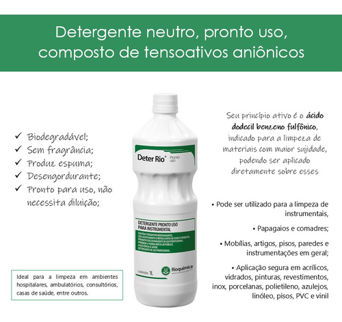 Detergente Deter Rio C/ Tensoativos Pronto Uso 1l Rioquímica