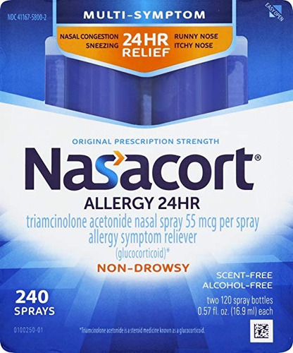 Nasacort Alergia Nasal Spray 24 Horas, 16,9 Ml (2 Botellas),