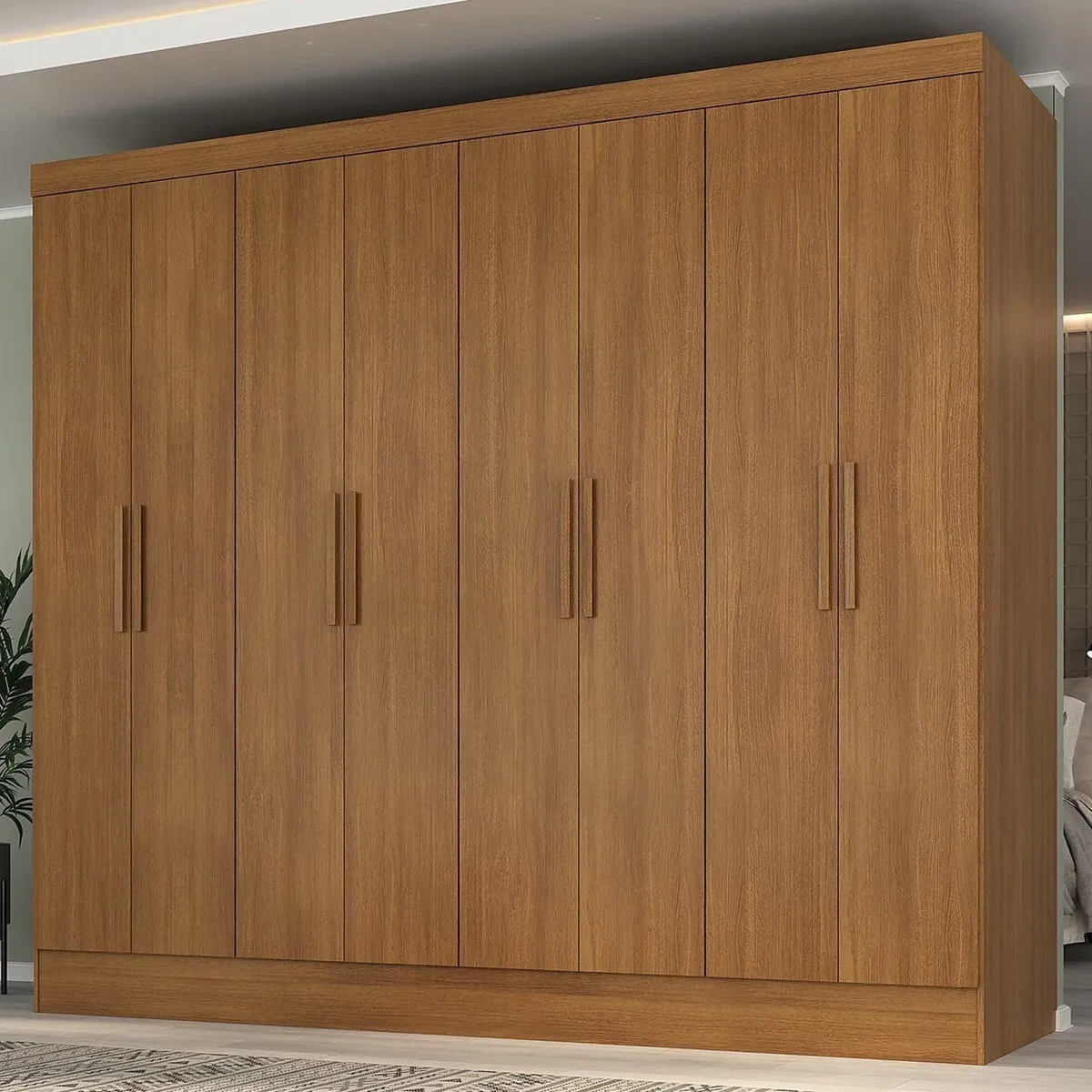 Guarda-roupa Casal 100% Mdf 8 Portas 4 Gavetas Jatobá