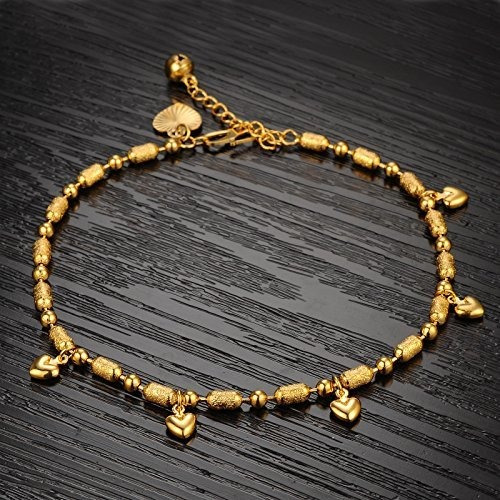 Imagen 3 de 5 de Pulsera Tobillera De Mujer 18k Chapada En Oro Pequeña Cadena