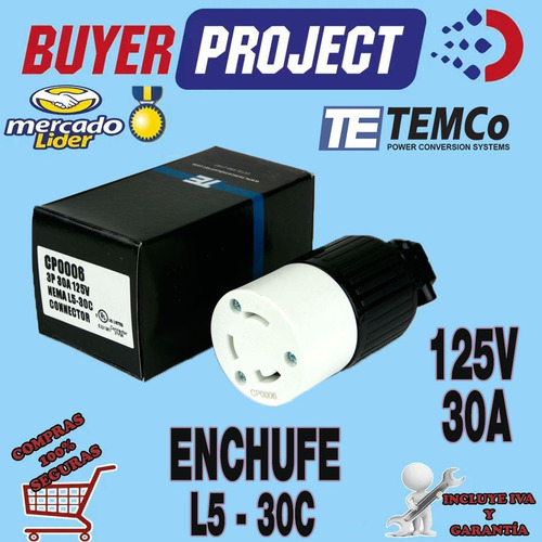 Enchufe Electrico Temco Nema L5-30c Hembra 30a 120v Ups