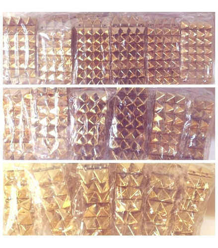 Imagem 4 de 4 de Kit Atacado Com 12 Bracelete Dourado Spike Acrilico