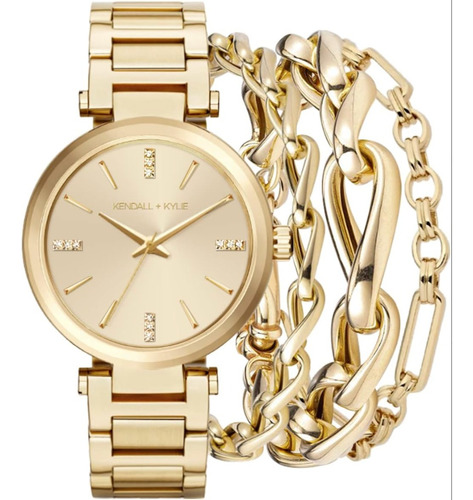 Reloj Kendall + Kylie Cuarzo Dorado Con Tres Pulseras Mujer