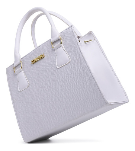 Bolsa Feminina De Mão E De Lado Com Alça Transversal Barato Branco Lisa Dourado Da Bolsa