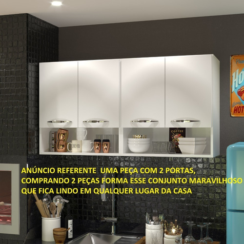 Módulo Aéreo Suspenso Parede 2 Portas Banheiro Lavabo