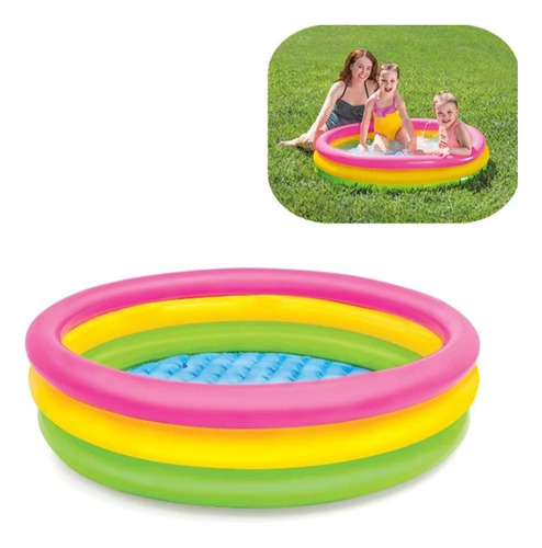 Piscina Inflable Multicolor 3 Anillos Niños 150x25 Cm Verano