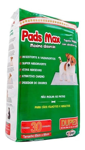 Tapete Higiênico Pads Max Cães 30 Unidades 60cmx55cm Blue