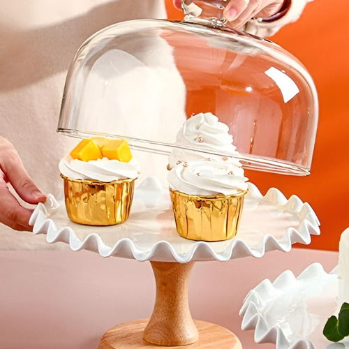 Porta Tortas Base Para Cupcakes Base Para Torta C/tapa 21cm Base De Torta Porta Cupcake Base Para Tortas Madera Circular Transportador De Tortas Alzadores Candy Bar Base Para Cupcakes Pasteleriuscl