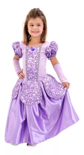 Vestido Rendado Luxo Lilás Princesa Sofia