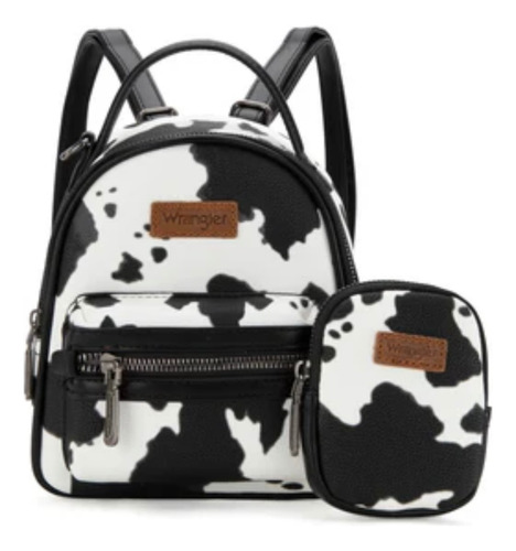 Mini Mochila Wrangler Cow Print Moda Negro Cow-print