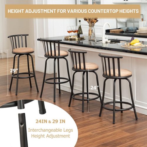 Furniturer Taburete De Cocina De Altura Sin Brazos Con