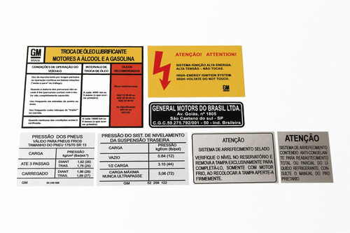 Adesivos Etiquetas De Advertência Kit Motor Chevrolet Monza Etmt3 Frete Fixo Fgc