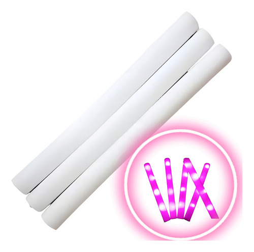 20 Barra De Espuma Luz Led Rosa Fiestas
