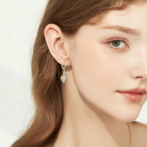 Pendientes En Forma De L Con Forma De Gota De Perlas Platead