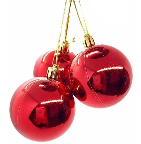Bola Enfeite Pra Árvore De Natal Pendente 6cm 60mm 30pçs Cor Vermelha