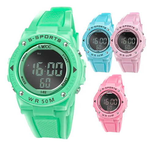 Reloj Digital Para Hombre Y Mujer Deportiva Plastico Ptu Azul Claro Azul Claro Azul Claro