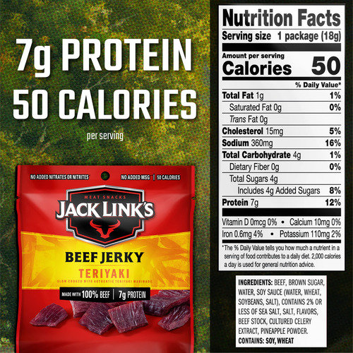 Jack Link's Carne Seca De Res, Teriyaki, Bolsas Multipack B