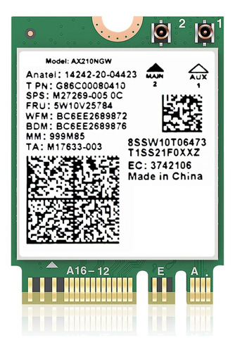 Tarjeta De Red Wi-fi Inalámbrica 6e Ax210 Módulo Wi-fi M.2 5