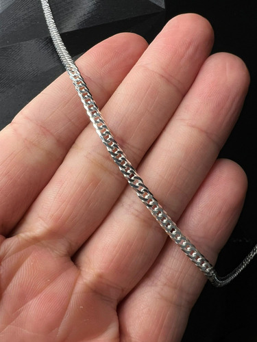 Corrente Cordão Elos Duplos 3mm 70cm Prata 925 Maciça Cor Prateado