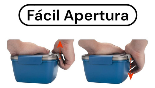 Taper Hermetico Lunchera Libre Bpa Cubiertos 1100ml Azul