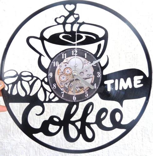 Reloj En Disco De Vinilo Lp / Café, Cafetería, Coffee Time 1