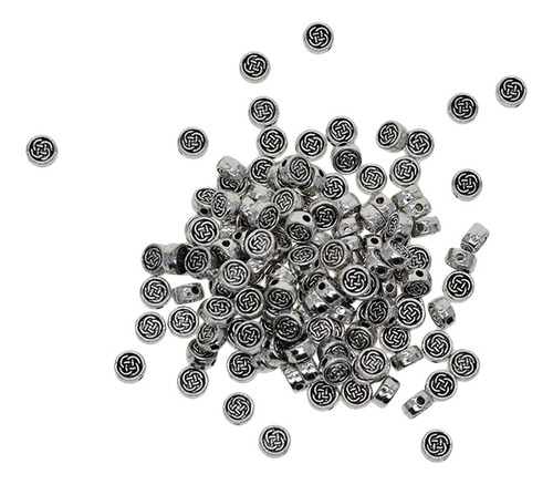 100 Piezas De Cuentas Espaciadoras De Corazón De Plata