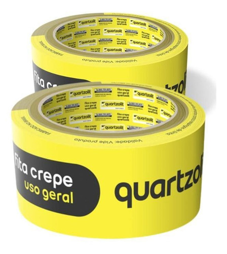 Kit C/2 Fitas Crepe Uso Geral 48mm X 50 Metros Quartzolit