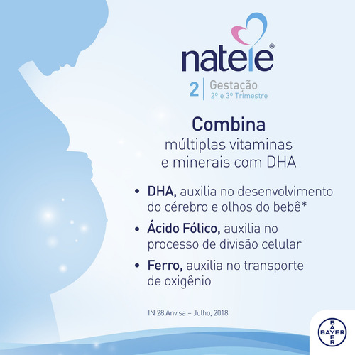 Kit Com 2 Natele 2 Gestação Suplemento Alimentar 28cps Bayer