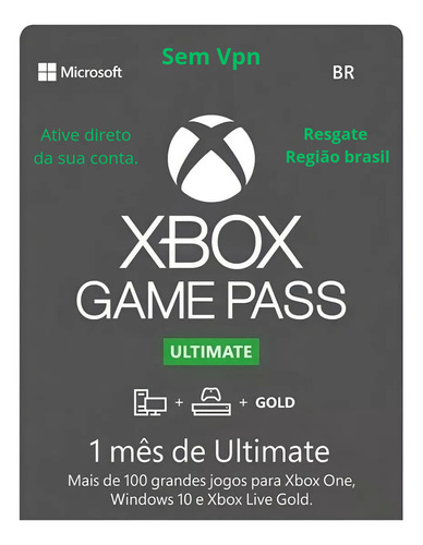 Xbox Game Pass Ultimate 1 Mês - Original Sem Vpn