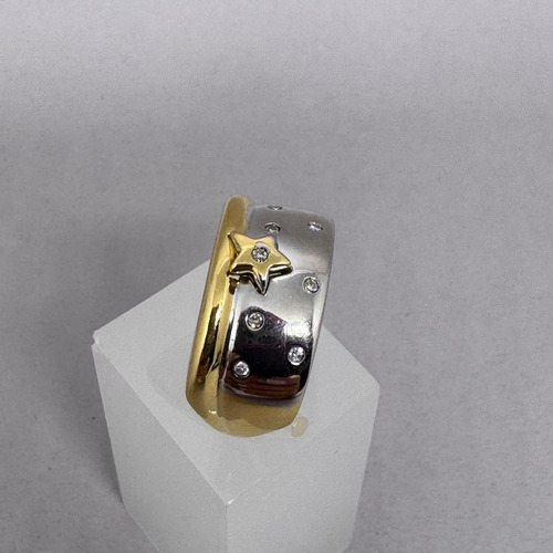 Anel Ouro 18k 750 C/ Diamantes Aro 19 7,3g (Usado)