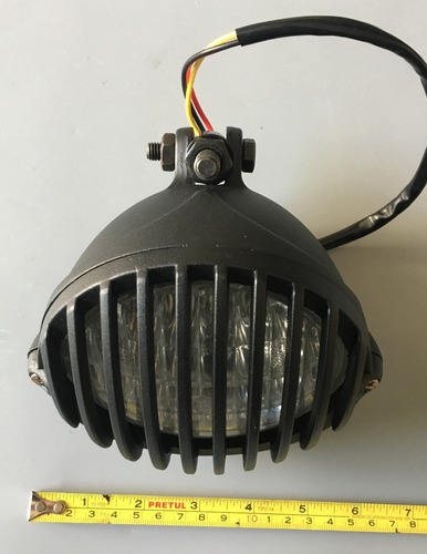 Faro Retro Con Leds Negro Para Harley Davidson Y Compat